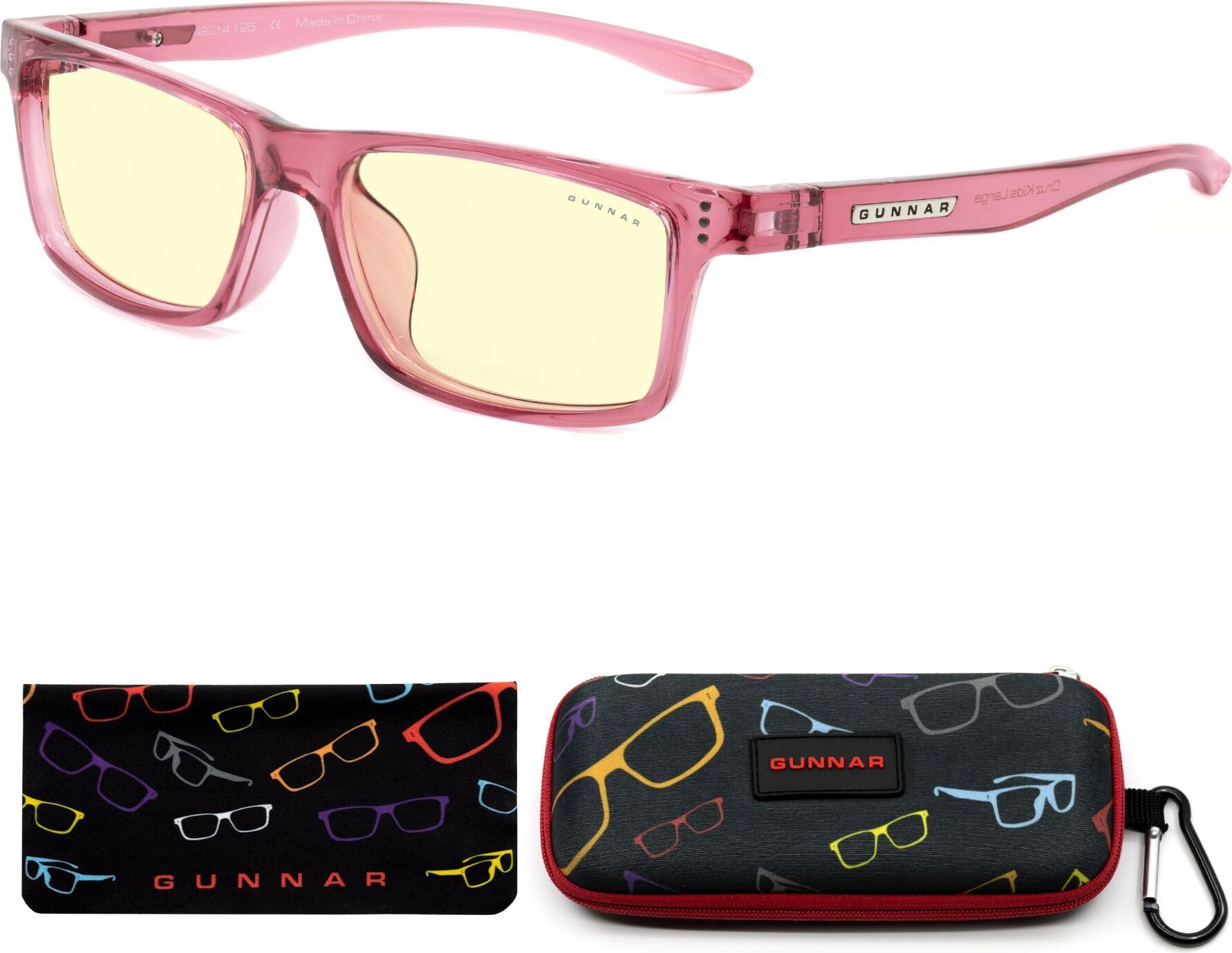 Gunnar Optiks GUNNAR Gaming- und Computerbrille - Kids - Cruz Kids Large (age 8-12) - Pink Rahmen, Amber Linsen - Blaulichtfilter Brille, Premium Blaufilter, UV-Schutz, CRU-10101
