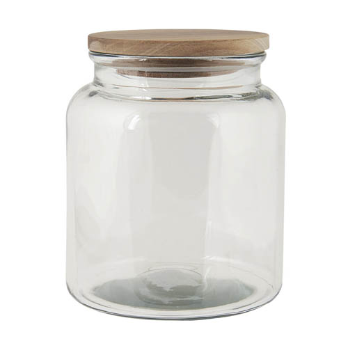 IB Laursen Glasdose HOME transparent mit Holzdeckel 2350ml Vorratsdose aus Glas und Holz