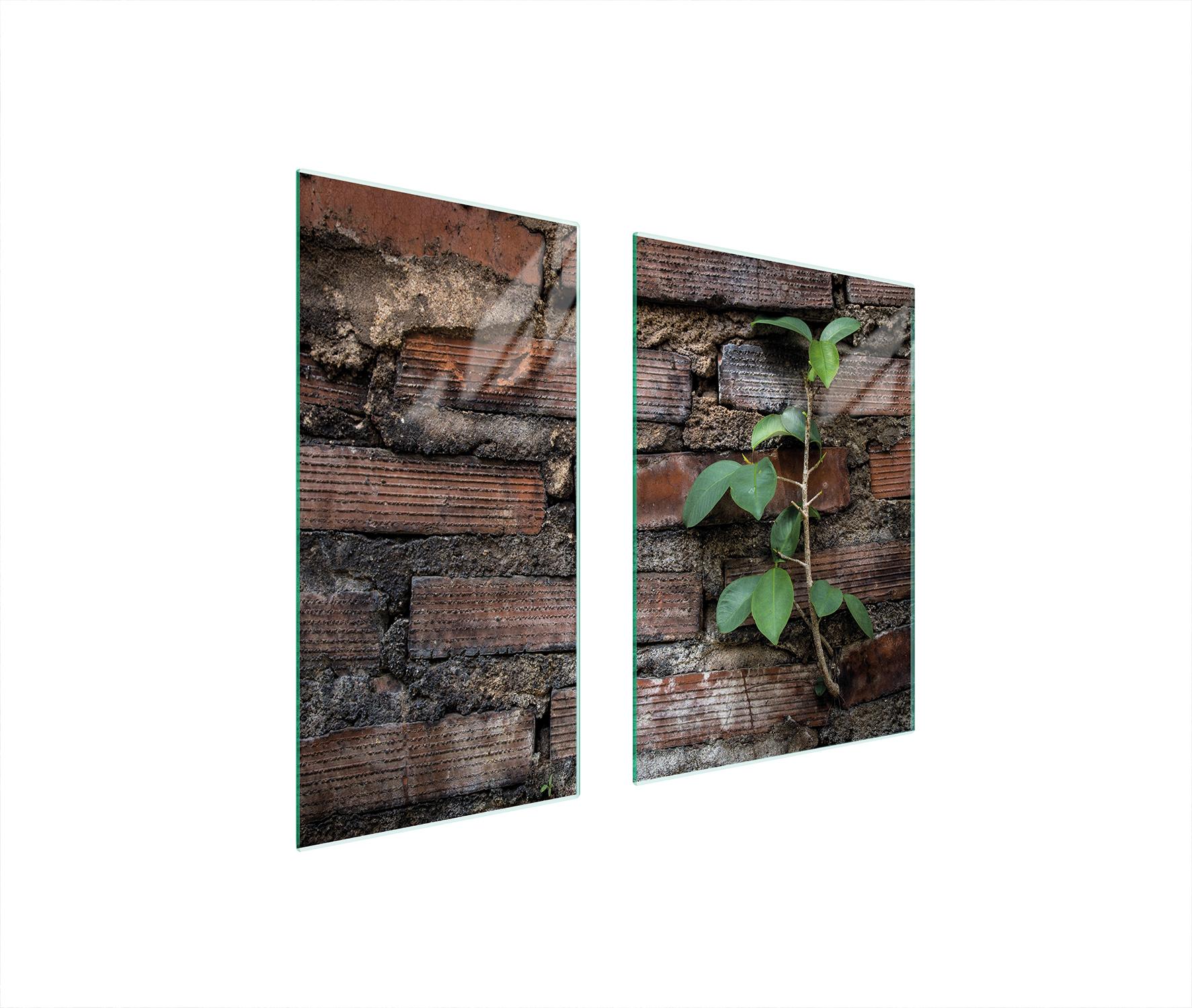 TMK ArtDeko Herdabdeckplatten 2 teilig 75x52 Glaskeramikfeld Abdeckung Glas Schneidebrett Ziegel Laub