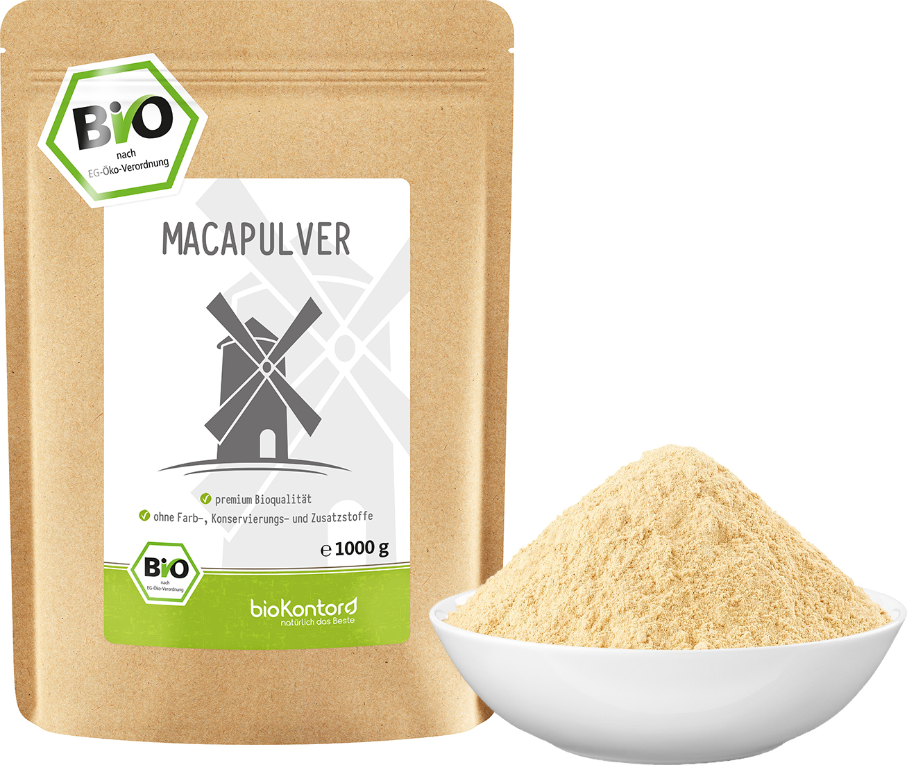 Maca Pulver 1000 g I helles Macapulver aus Peru I von bioKontor 22702KL