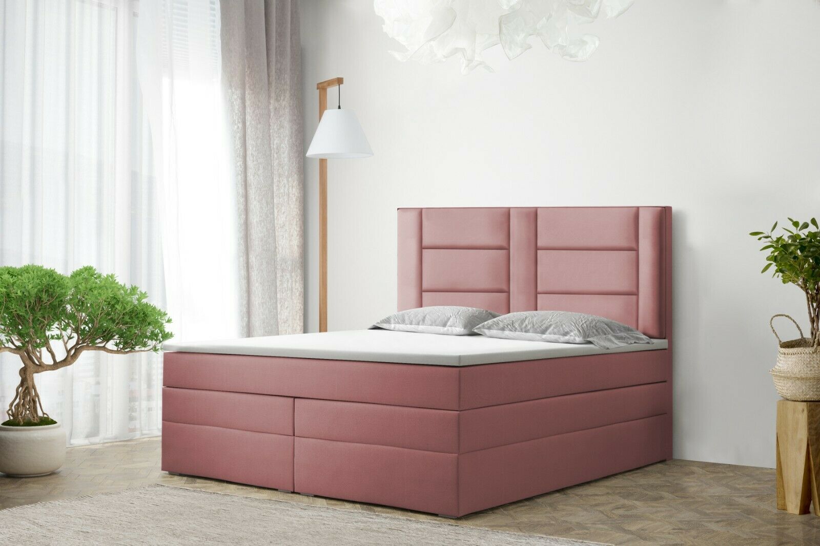 Skriňová posteľ Grekpol Vegas 90x200 cm s matracom Bonell a TFK H3 a topperom, čalúnená posteľ s podnožou Tkanina: Amor Velvet 4308
