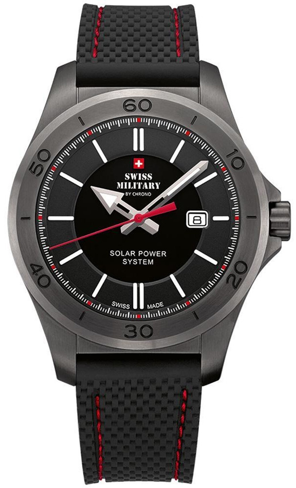 Pánske hodinky SWISS MILITARY SMS34074.07, športové, čierne, na plávanie.