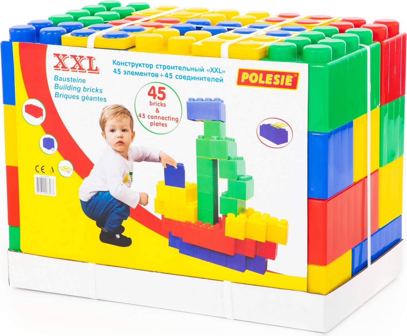 Polesie Bauklötze "XXL", 45 Elemente. + Anschluss für Blöcke (45 Elemente) 68033