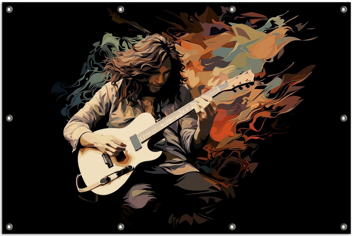 Wallario Outdoor-Poster für Garten oder Balkon, Motiv Gitarrensolo, in ca. 100 x 150 cm goban1100-100150