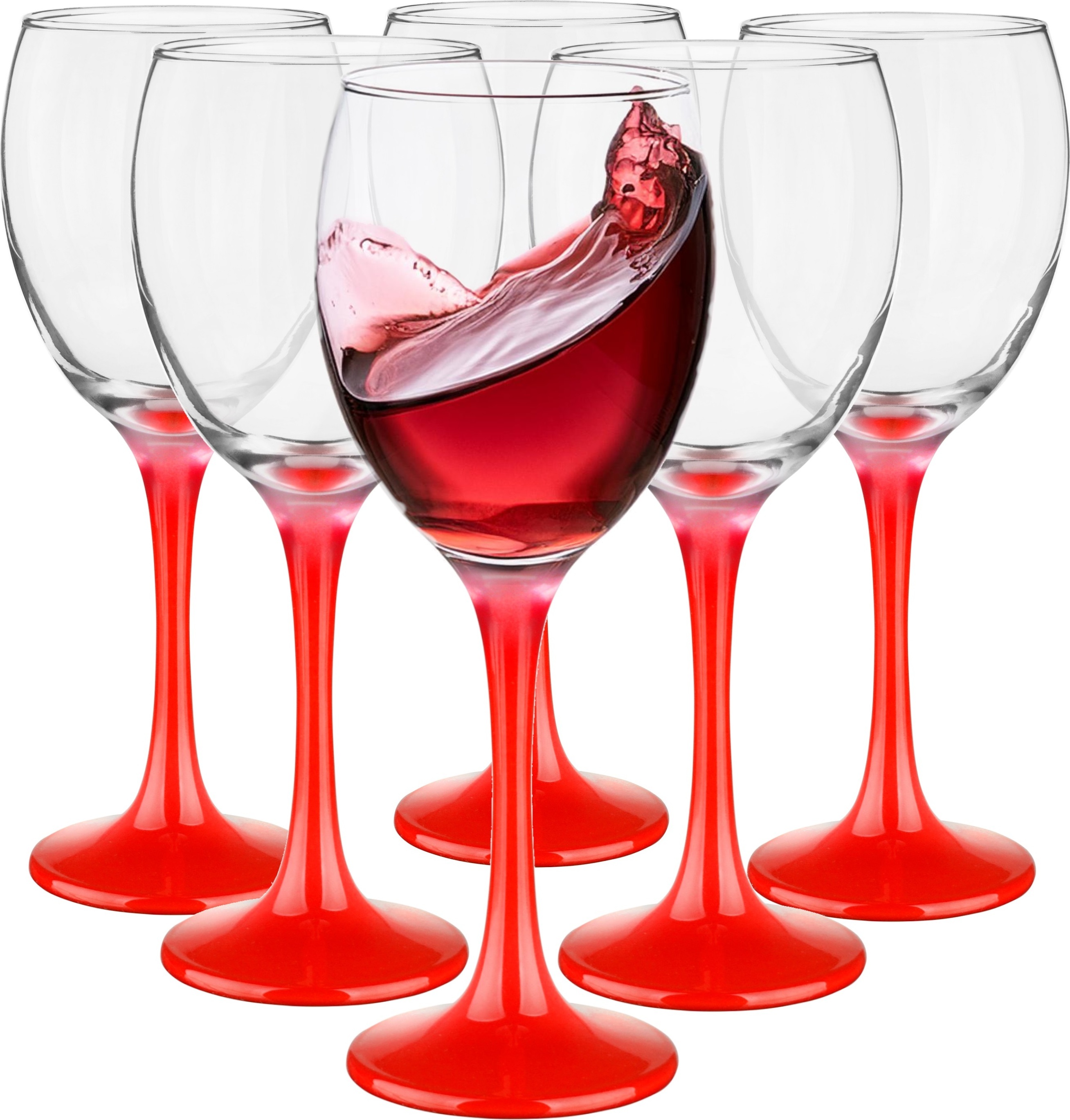 Glasmark KROSNO 1992 Glasmark Weingläser Rotwein Set Kelch Spülmaschinenfest Rot 6 x 300 ml