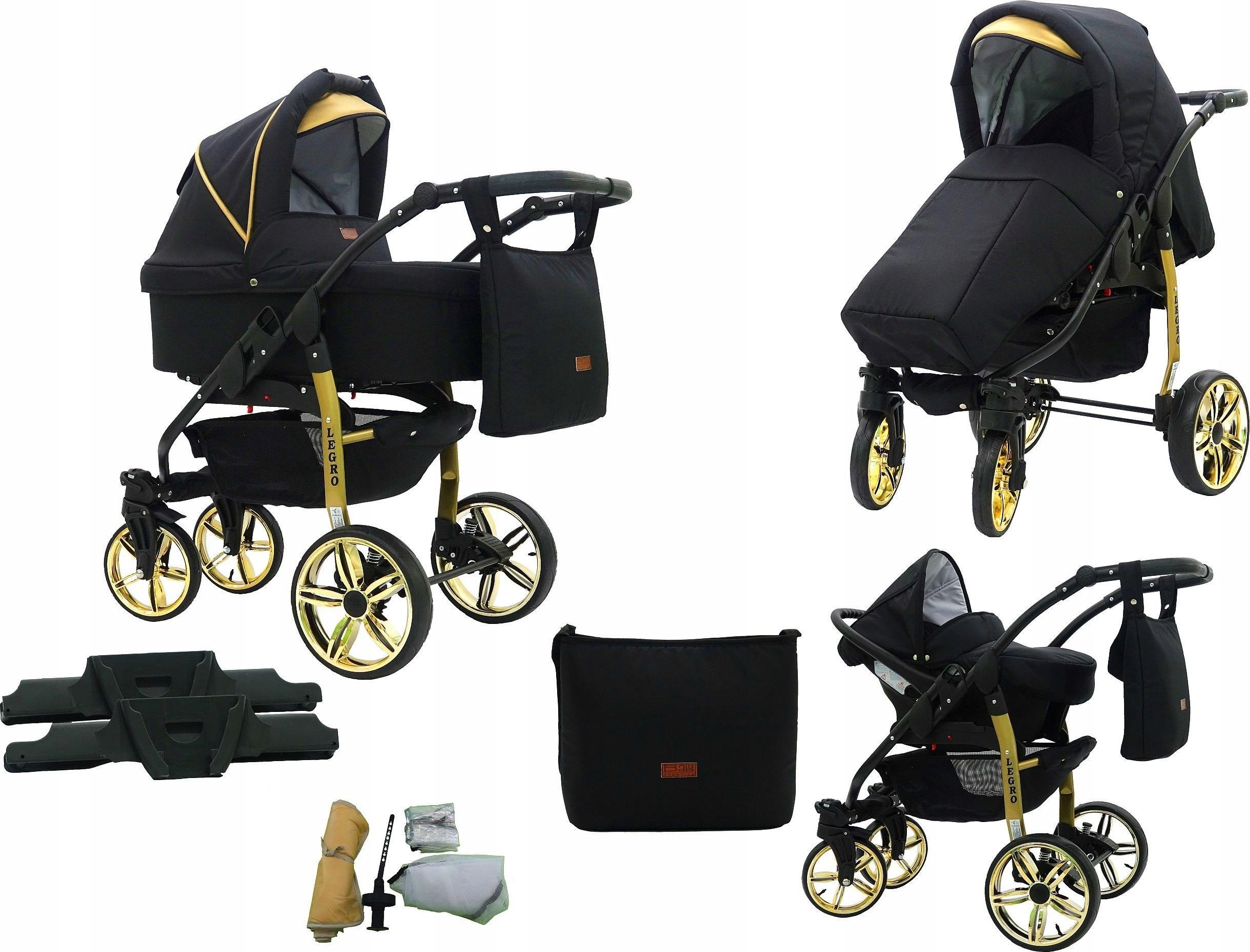 Kinderwagen Legro 3In1 Gold Karex - Komfort-Kinderwagen, Tragewanne, Sitz