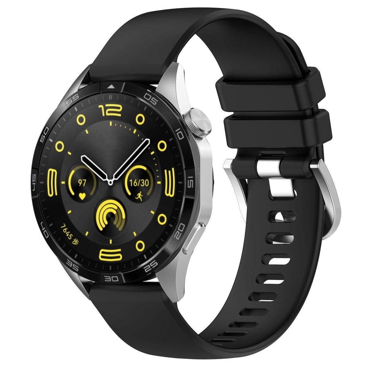 Pre Huawei Watch GT 4 46mm Design Liquid Silicone Watch Strap Black