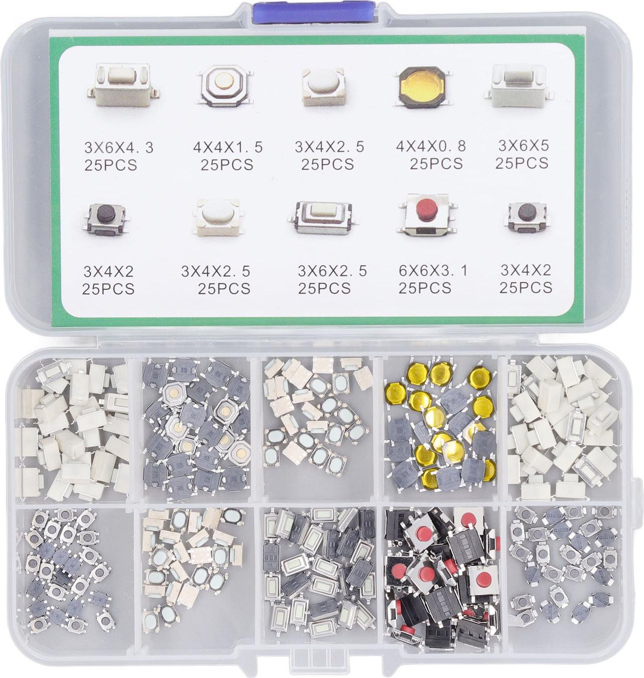 TWO TREES 250 St¹ck taktile Drucktaster, 10 Spezifikationen, hochempfindliches Sortiment an taktilen Drucktastern