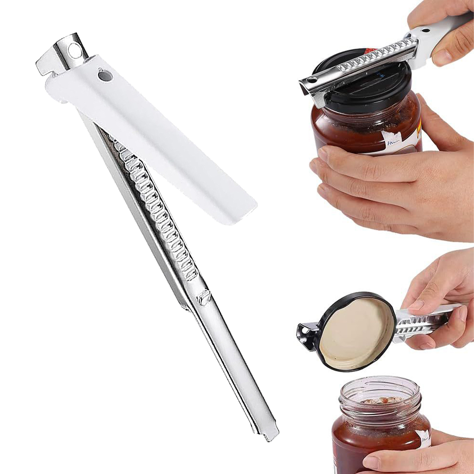 NAKOSITE Dosenöffner Set 4-in-1 - Mit Flaschenöffner, Glasöffner & Silikondeckel | Super Einfach Zu Bedienen | Perfekt Für Senioren & Jeden Haushalt