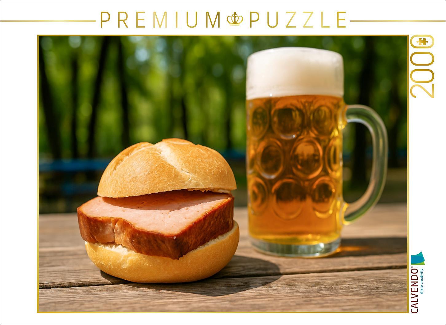 CALVENDO Puzzle Leberkässemmel mit Leberkäse in freier Natur | 2000 Teile Lege-Größe 90x67cm Foto-Puzzle für glückliche Stunden