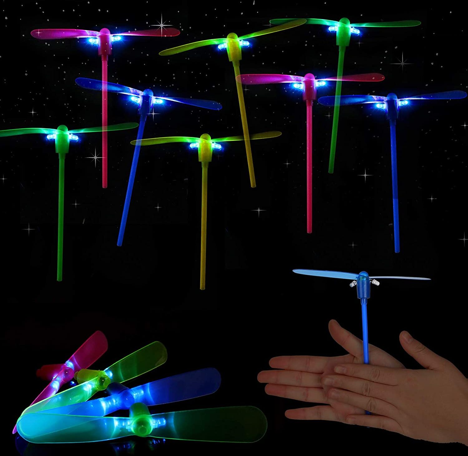 OD19 Bambus Libelle Kind Spielzeug, Fliegen Spielzeug 25 Stück Licht Bambus Libellen LED Leuchtspielzeug, Kindergeburtstag Gastgeschenke, Gastgeschenke für Weihnachten & Halloween