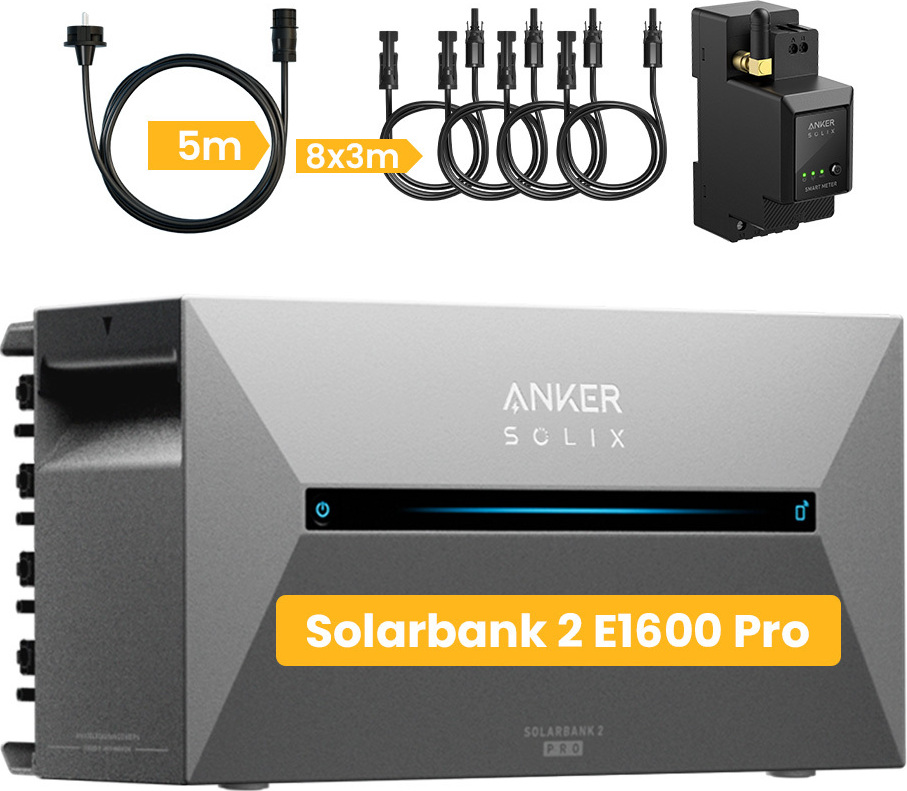 Powerness Balkonkraftwerk Speicher, Anker Solix Solarbank 2 E1600 Pro mit Integriertem Wechselrichter und Anker Smarten Zähler für Balkonkraftwerk Image