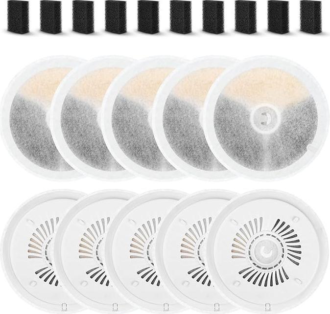 Slyrun PK-3 Ersatzfilterset 3.0 für Haustier-Trinkbrunnen, Aktivkohlefilter + Baumwollpads, 10 Filter & 10 Vorfilter KAUF-VIST-HT2149-015