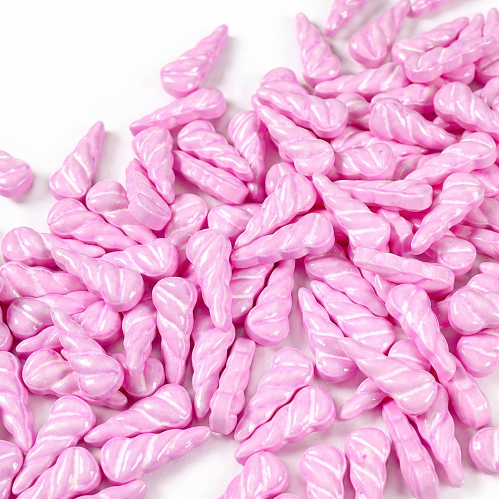 Streuselheld 3D Streusel Einhorn 40g glänzend rosa Einhorn Hörner als essbare Streudeko für Tortendeko, Cupcakes und märchenhafte Kuchendeko SH452.40