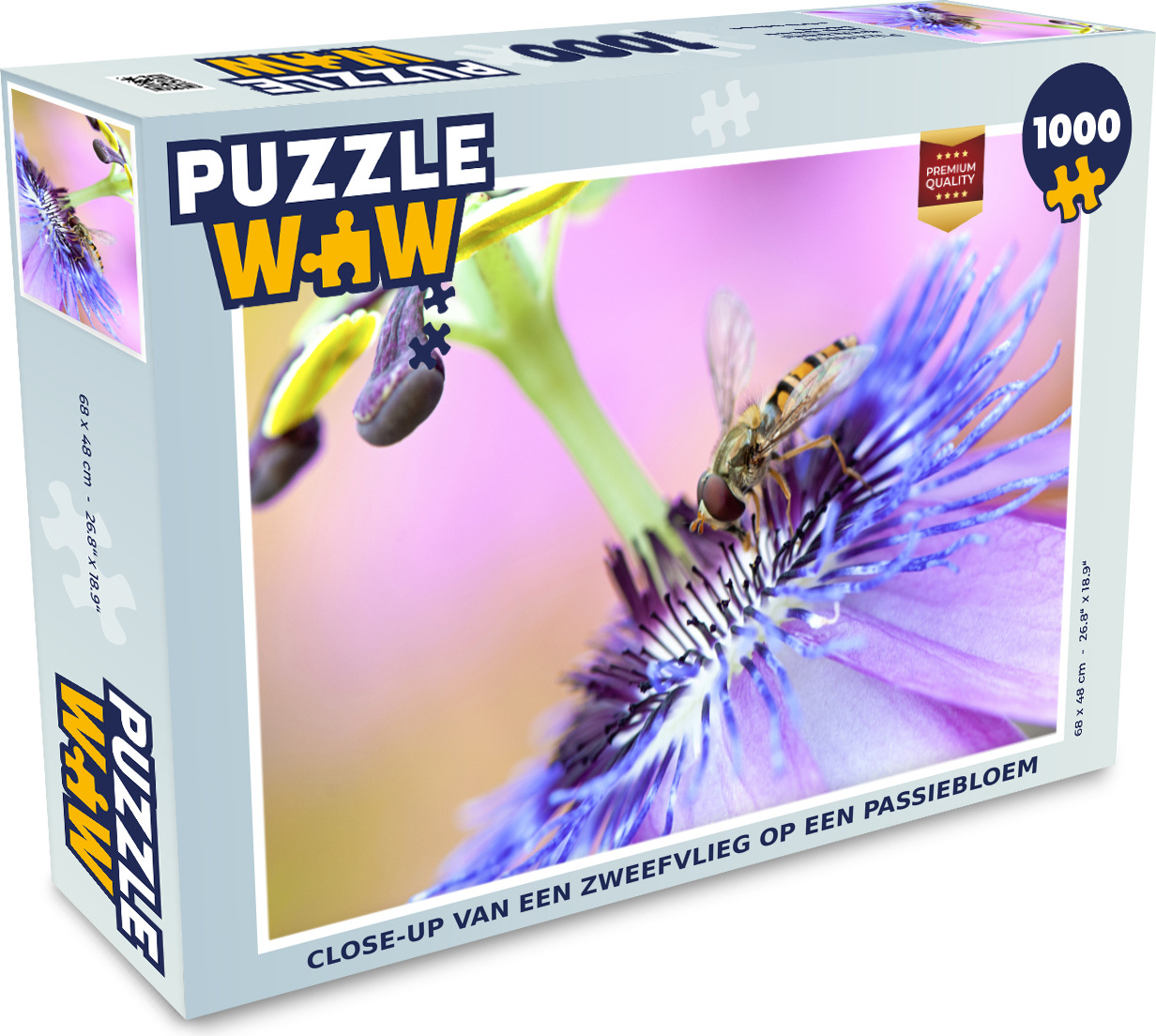 MuchoWow® Puzzle 1000 Teile Nahaufnahme einer Schwebfliege auf einer Passionsblume - Erwachsene - Rätsel 136|51130653