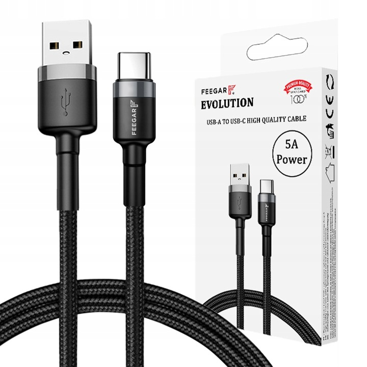 Feegar F Feegar USB-A Typ C Quick Charge 3,0 5A Nylon Kabel SCHNELLE LADUNG Starke Evolution USB-A Typ C