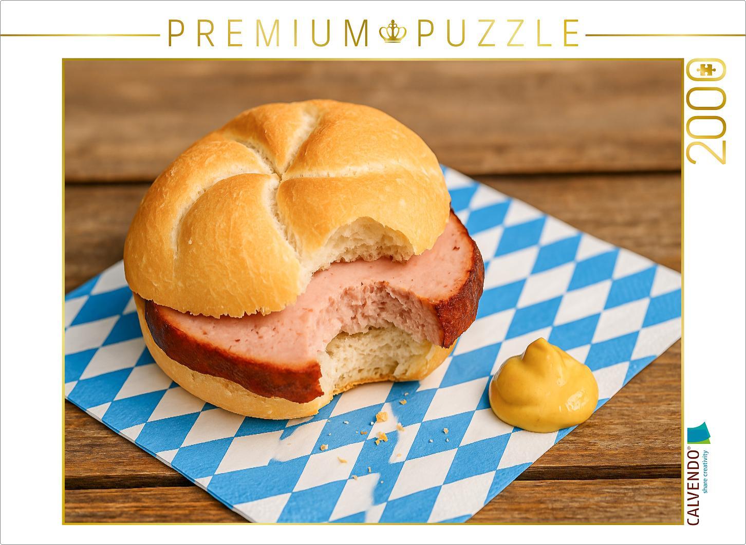 CALVENDO Puzzle Angebissene Leberkässemmel mit Leberkas und Senf | 2000 Teile Lege-Größe 90x67cm Foto-Puzzle für glückliche Stunden