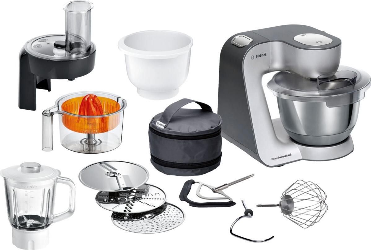 Bosch MUM5934D, 3,9 L, Strieborná, Antracit, Tlačidlá, Páka, Nerezová oceľ, Plast, Nerezová oceľ