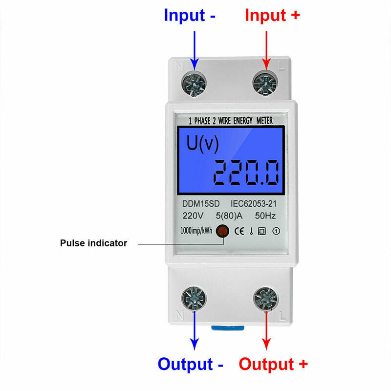 LCD Wechselstromzähler Stromzähler Geeicht Für DIN Hutschiene 5 A AC 230V B 1 80 
