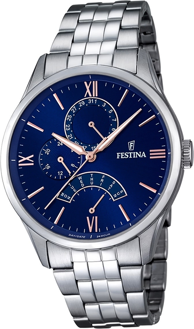 Festina pánske hodinky z nehrdzavejúcej ocele F16822/3 náramkové hodinky Silver Classic D2UF16822/3