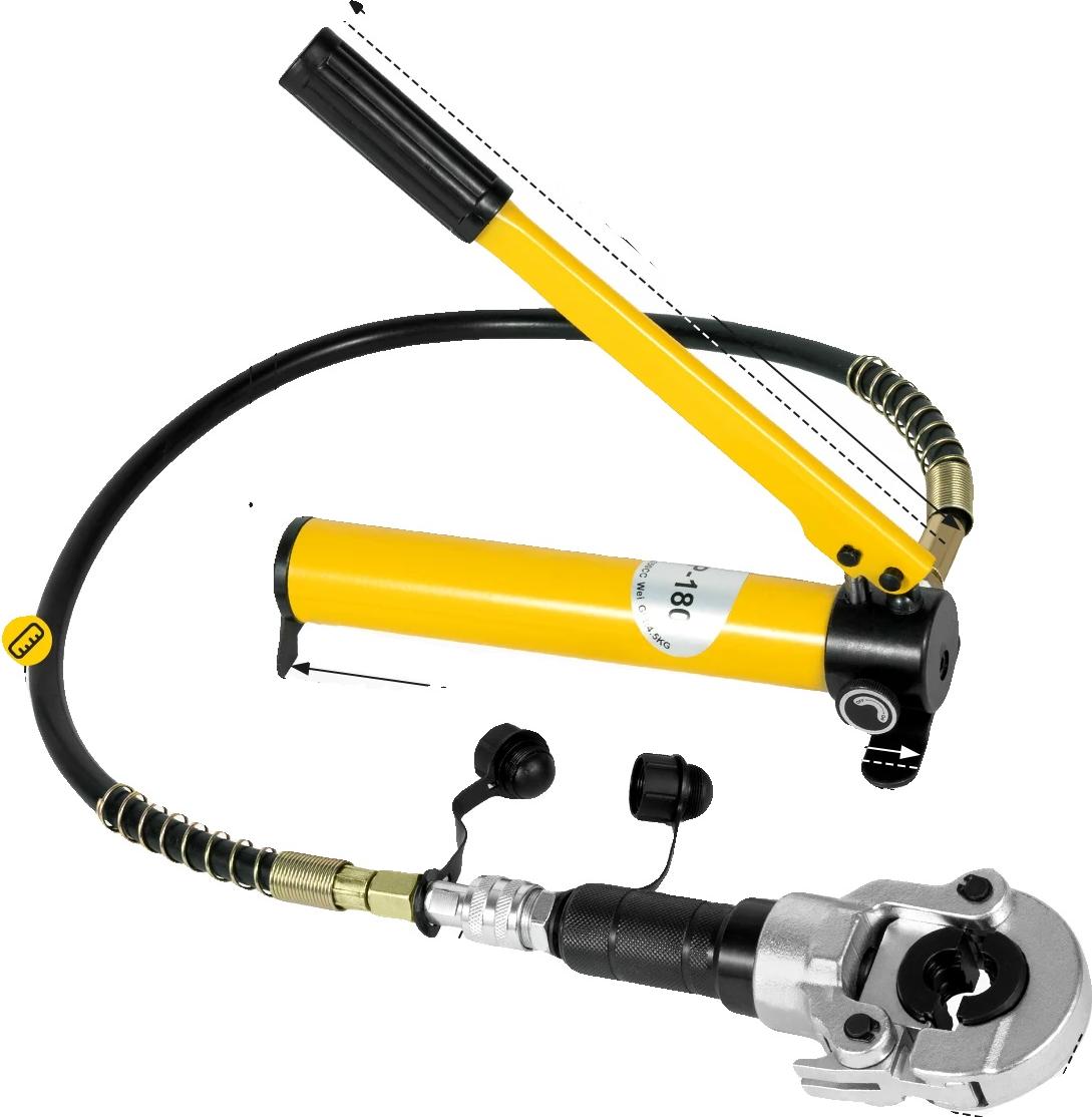 Súprava hydraulických lisovacích nástrojov, tlak 6 ton, univerzálne možnosti lisovania, žltá farba