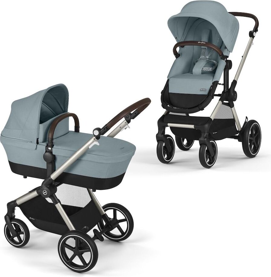 Cybex EOS Lux Kinderwagen (2-in-1 Kinderwagen), Cybex Kinderwagen Gestell:Taupe, Farbe:Sky Blue 0231.00.000907