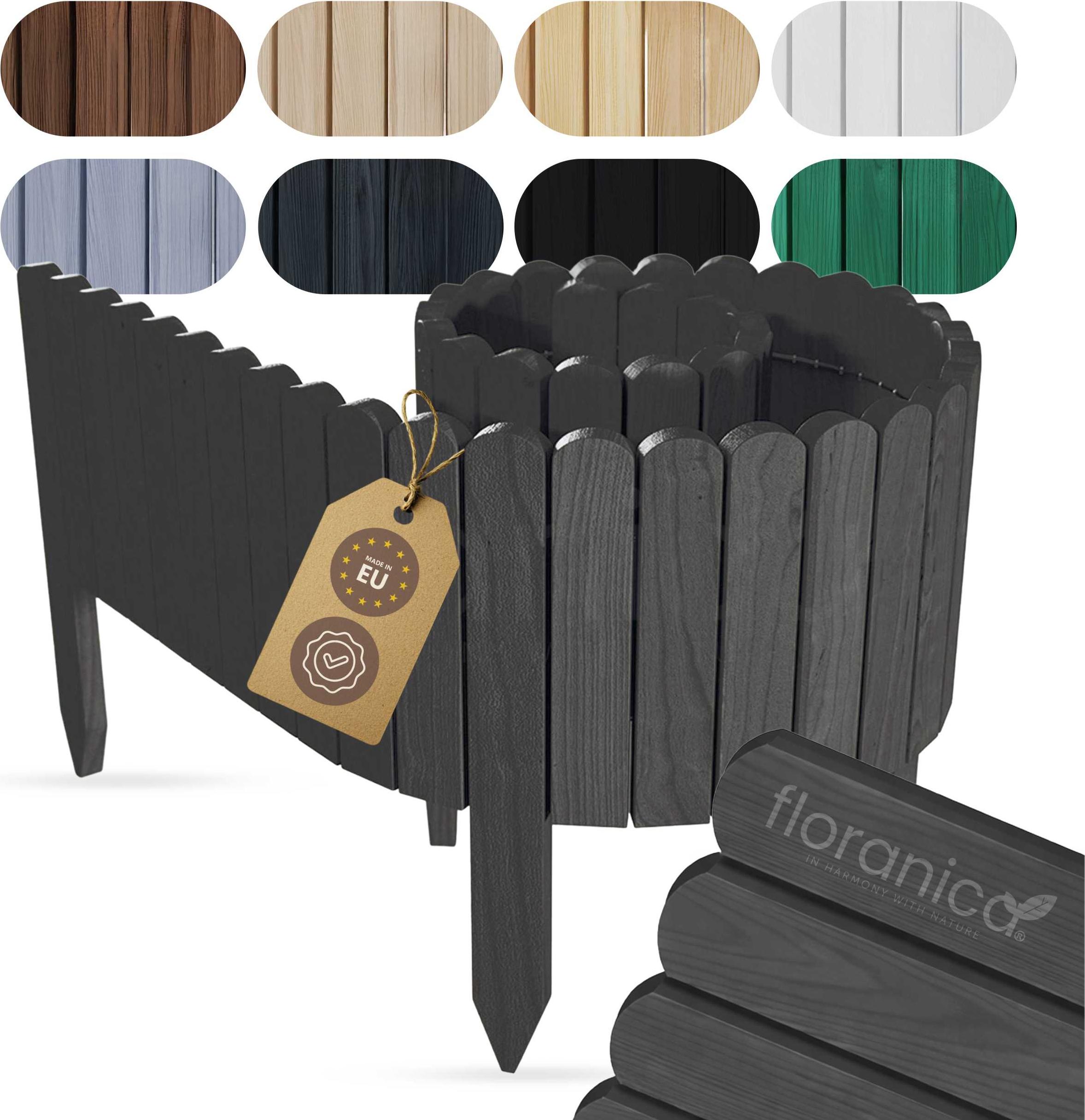 Bordura per prato effetto rattan, recinzione, bordura per aiuole, palizzata pieghevole, 30 pezzi, antracite | Leroy Merlin