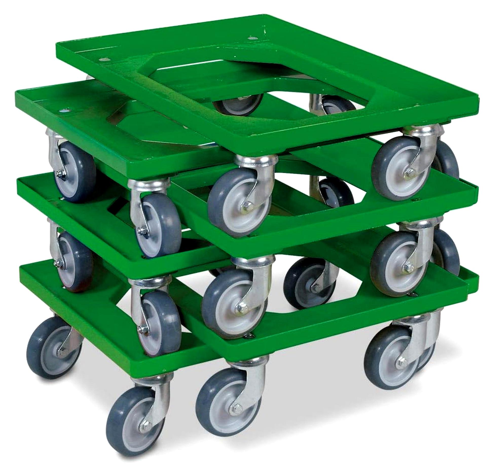 Markenlos 6 Stück Logistikroller/Transportroller für Kisten 600x400 mm, Tragkraft 250 kg (grün)
