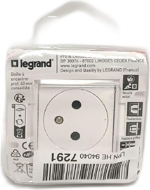 Legrand Steckdose Mosaic weiß mit Platte und Befestigung Elektroinstallation Schalterabstractmethod 099216