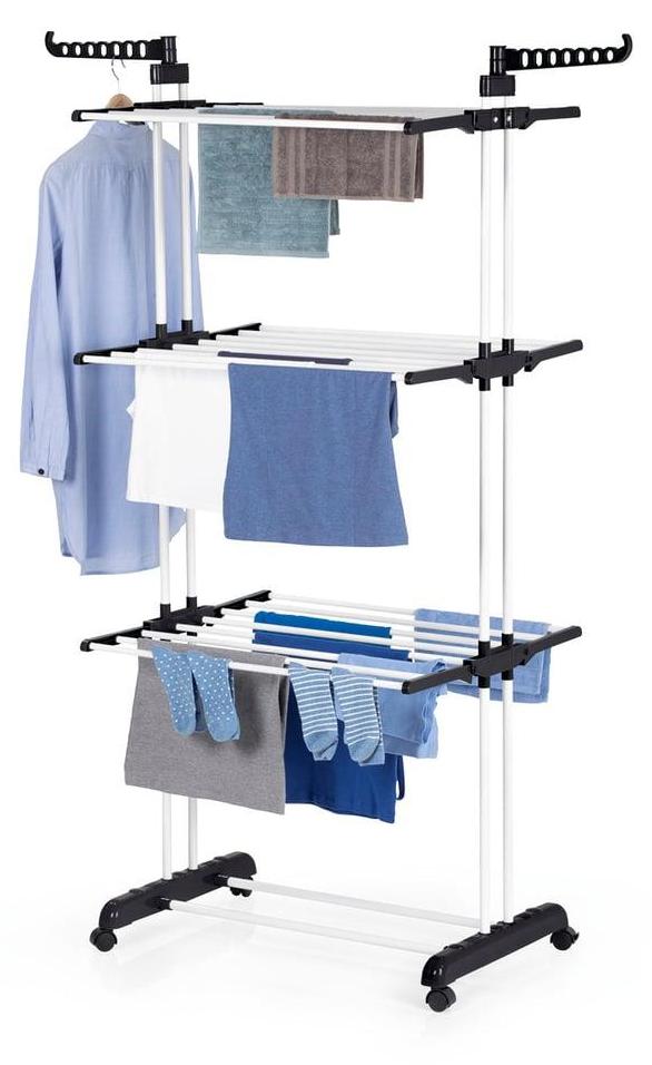 DS Produkte EASYmaxx Wäsche-Tower 1600 mit Rollen, 3 Etagen & 2 Seitenflügeln für 14 Bügel