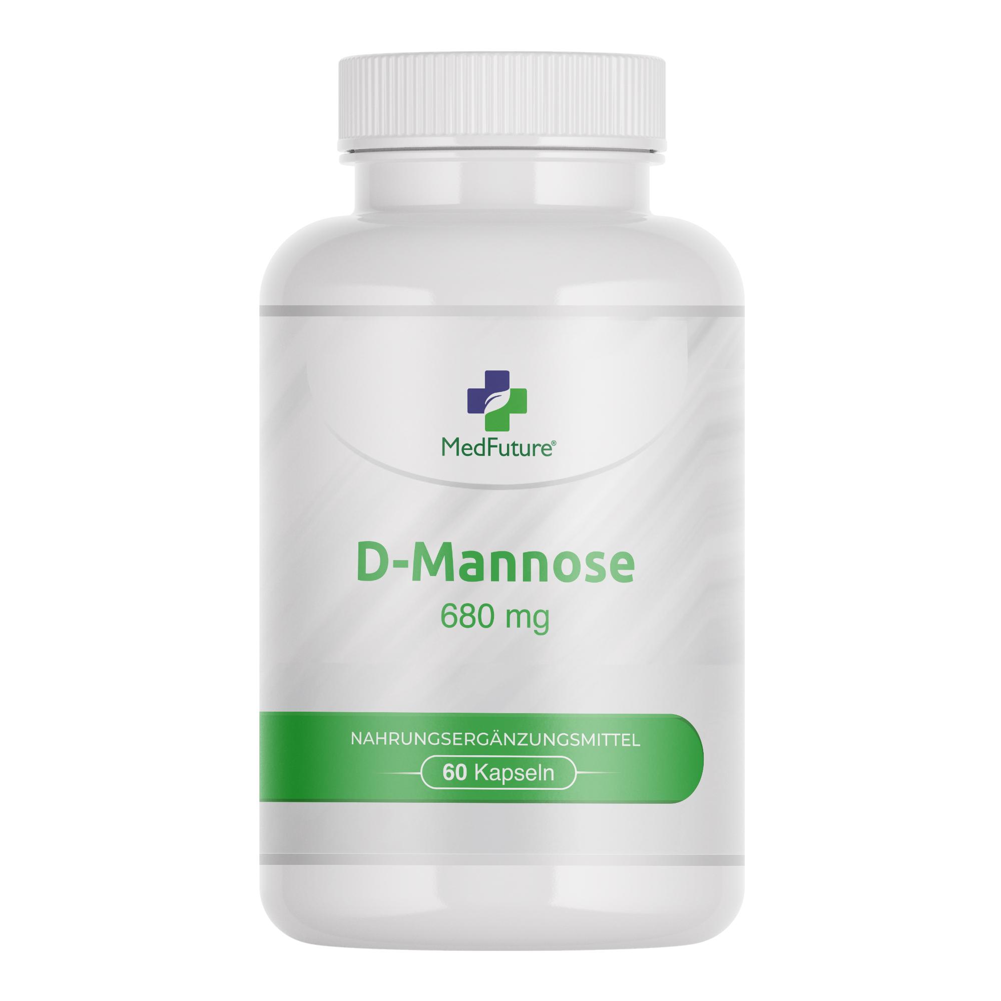 MedFuture D-Mannose 680 mg pro Kapsel – 60 Kapseln D-Mannose – 2040 mg reine D-Mannose, Bei Blasenentzündungen