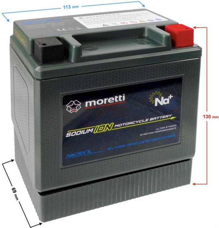Moretti NaCRX7L Natriumionenbatterie