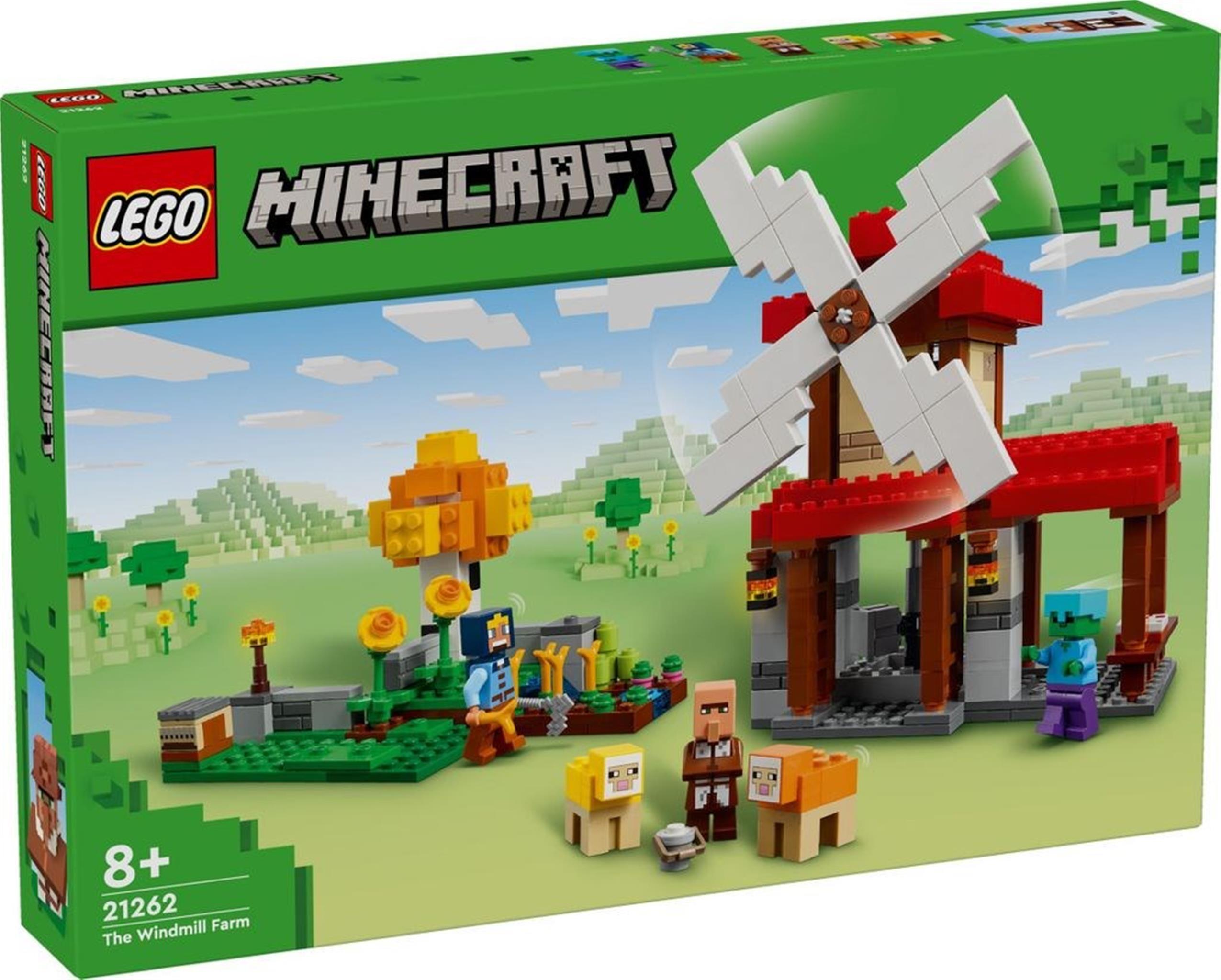 LEGO Minecraft Farma s veterným mlynom, Stavebnica, 8 rok / roky, Plast, 462 kusov, 721 g