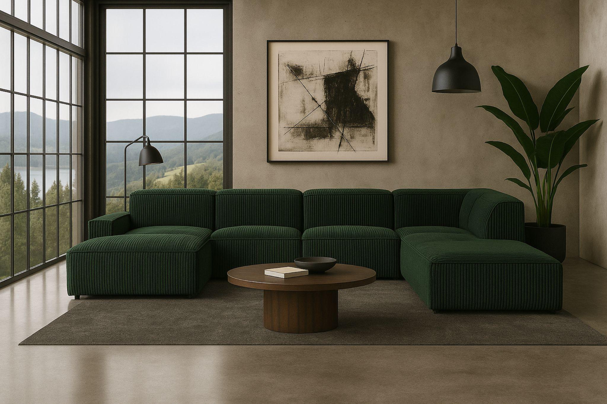 Kaiser Möbel Ecksofa Cursal V, Stoff Poso, Grün, Rechts Nicht angegeben.