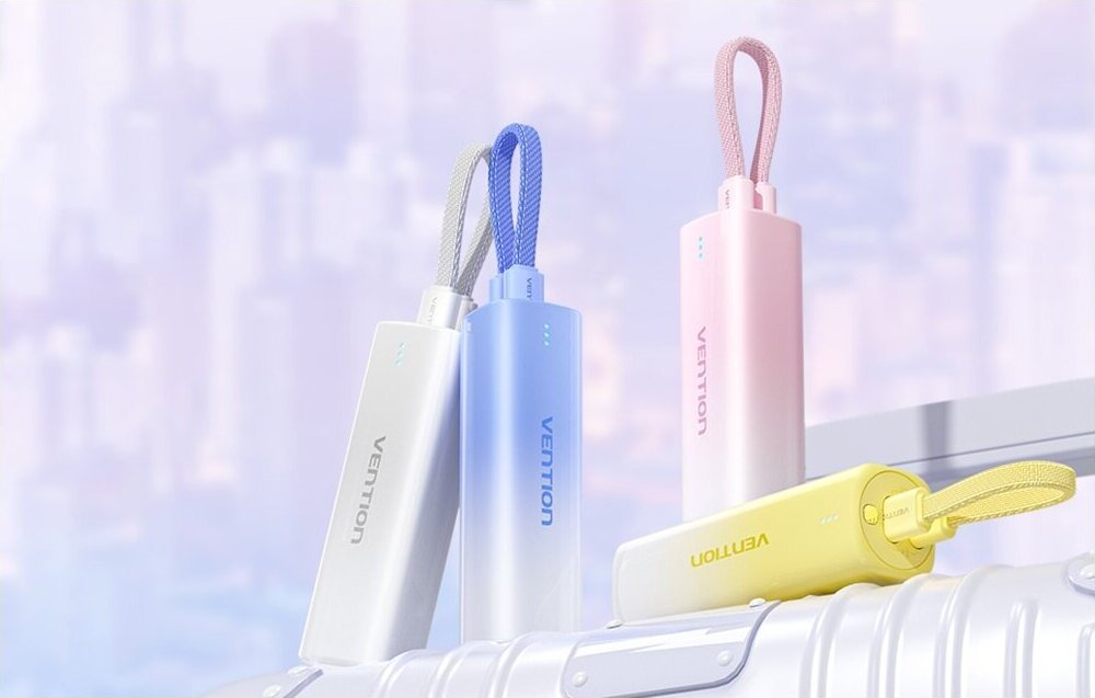 Powerbank 5000mAh Vention FHWR0 20W + USB-C to lightning cable (pink)