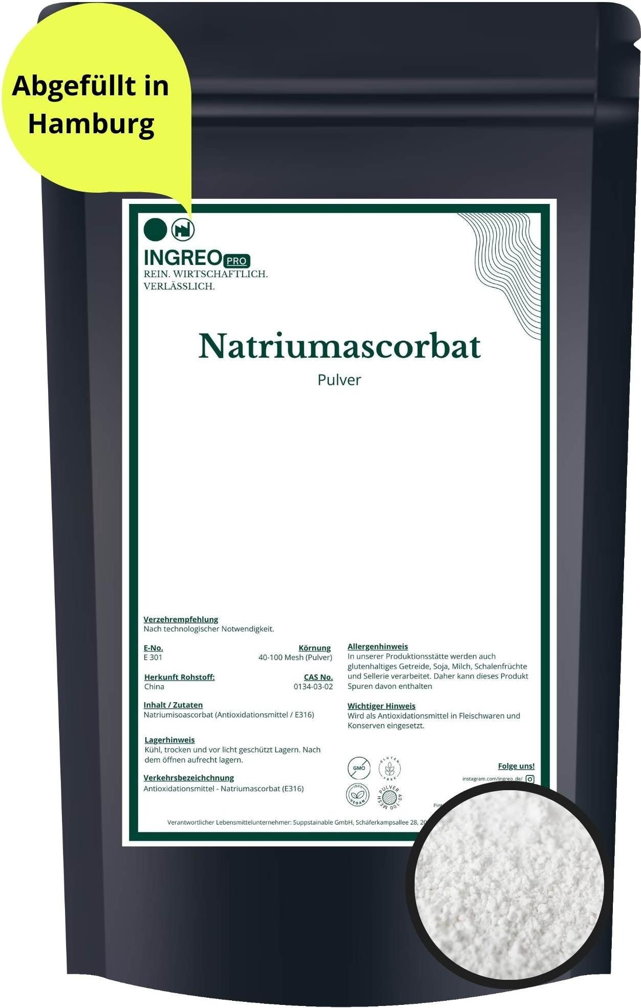 INGREO Essential Natriumascorbat Pulver (40-100 Mesh) – 1kg
