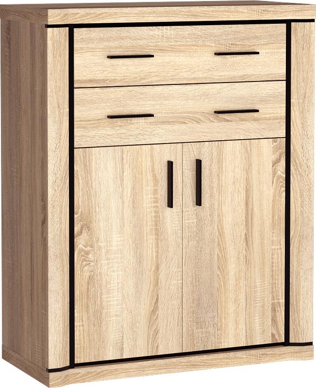 Jarstol Hohe Kommode Dallas D-6 in Sonoma mit zwei Schubladen und Schrank 044-10-00016