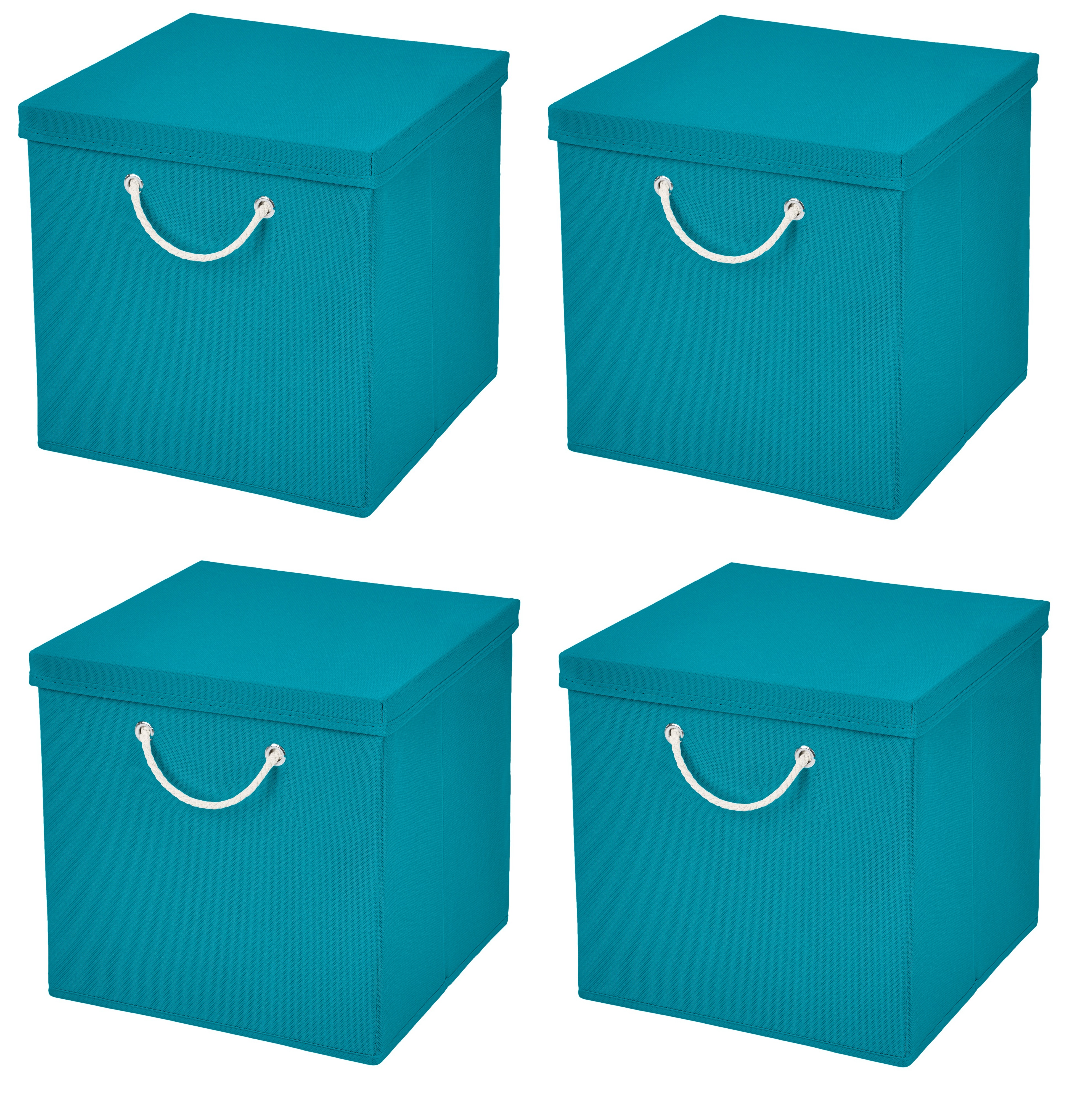 4 Stück Türkis Faltbox 30 x 30 x 30 cm Aufbewahrungsbox faltbar