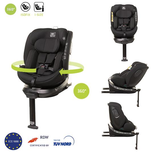 360° ENZO-FIX Prémiová detská sedačka Isofix so stabilizačnou nohou I-Size s RWF do 105 cm Detská sedačka, ktorá rastie s dieťaťom