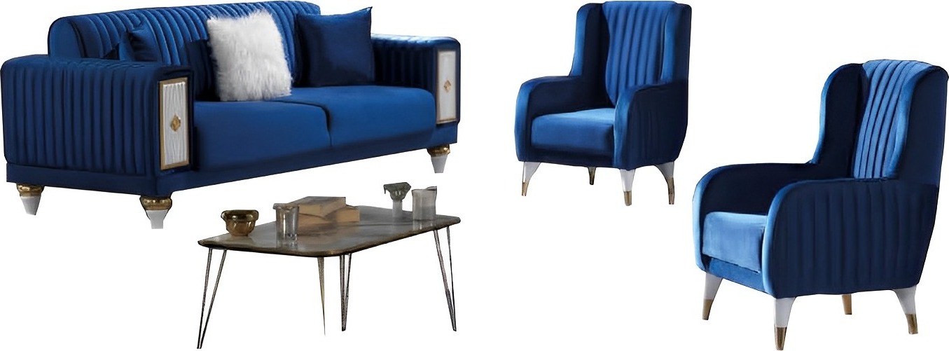 AEA Wohnzimmer Set Dreisatzsofa 3-Sitzer Sofa Polster Möbel 2x Sessel Couch 3tlg JVM4069943261189