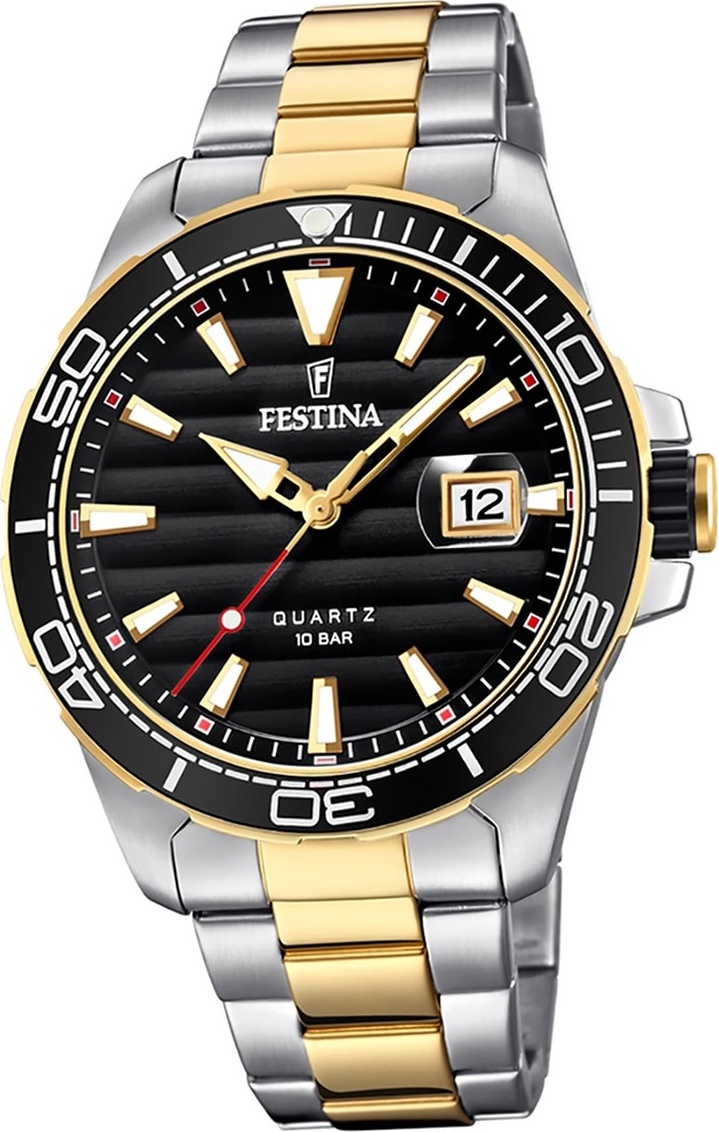 Festina Nerezové pánske hodinky F20362/2 Náramkové hodinky strieborné zlato Prestige D2UF20362/2