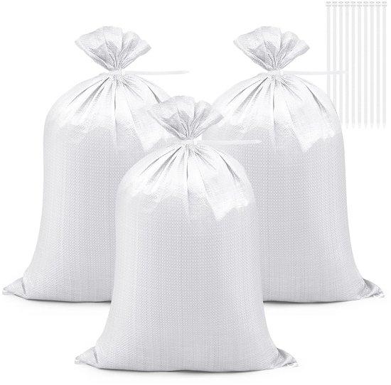 OEM Verpackung mit 20 Stofftaschen, Überflutungssandtaschen, robusten Transporttaschen, Gartenschmutztaschen mit 20 Kabelbindern, gewebten Weizenbeuteln, Gartenschmutz, Blatttaschen für Gartenschmutz, Überflutungsschutz (weiß) 2026