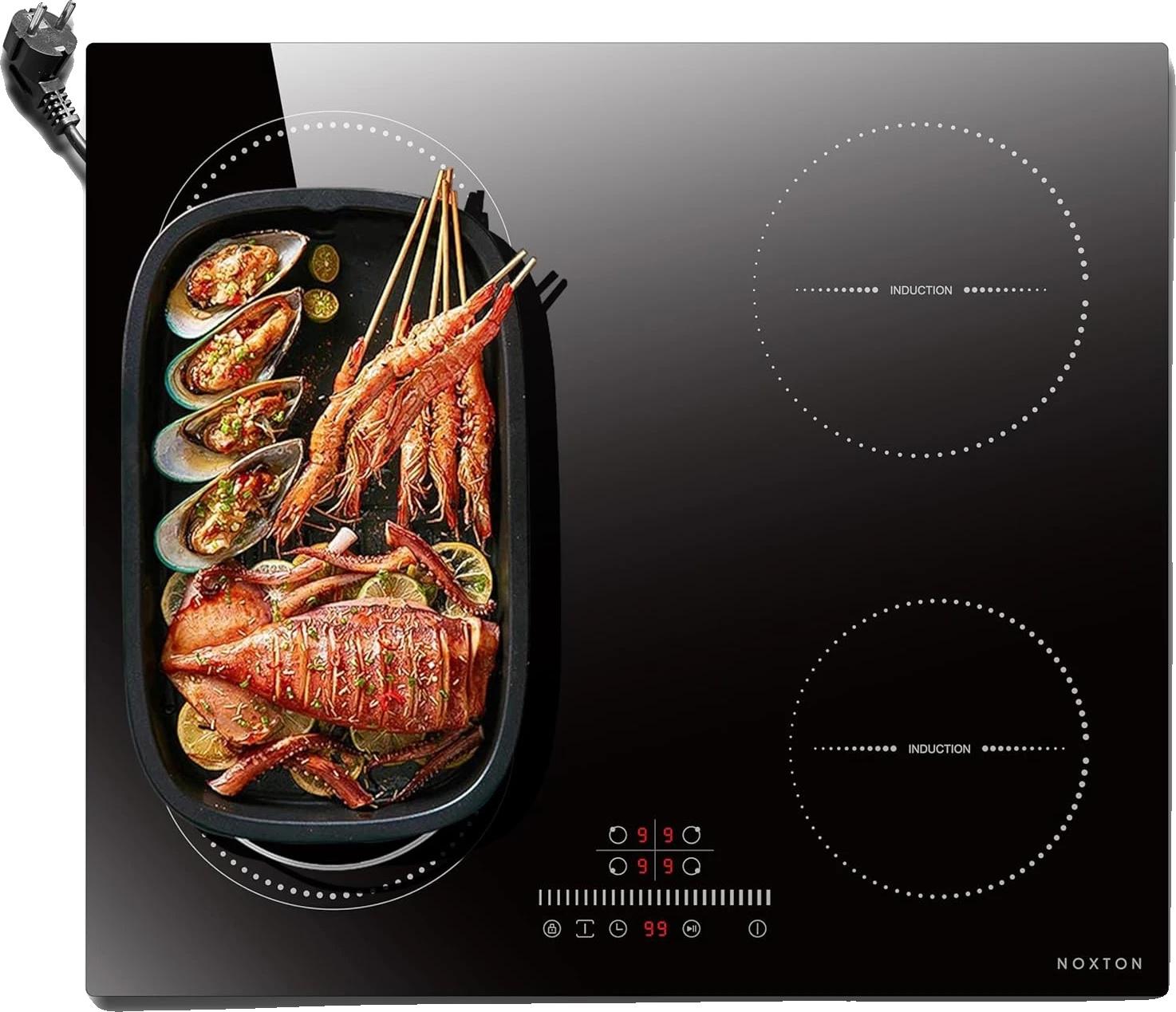 Indukčná varná doska, 4 varné zóny, dotykové ovládanie, čierne sklokeramické sklo