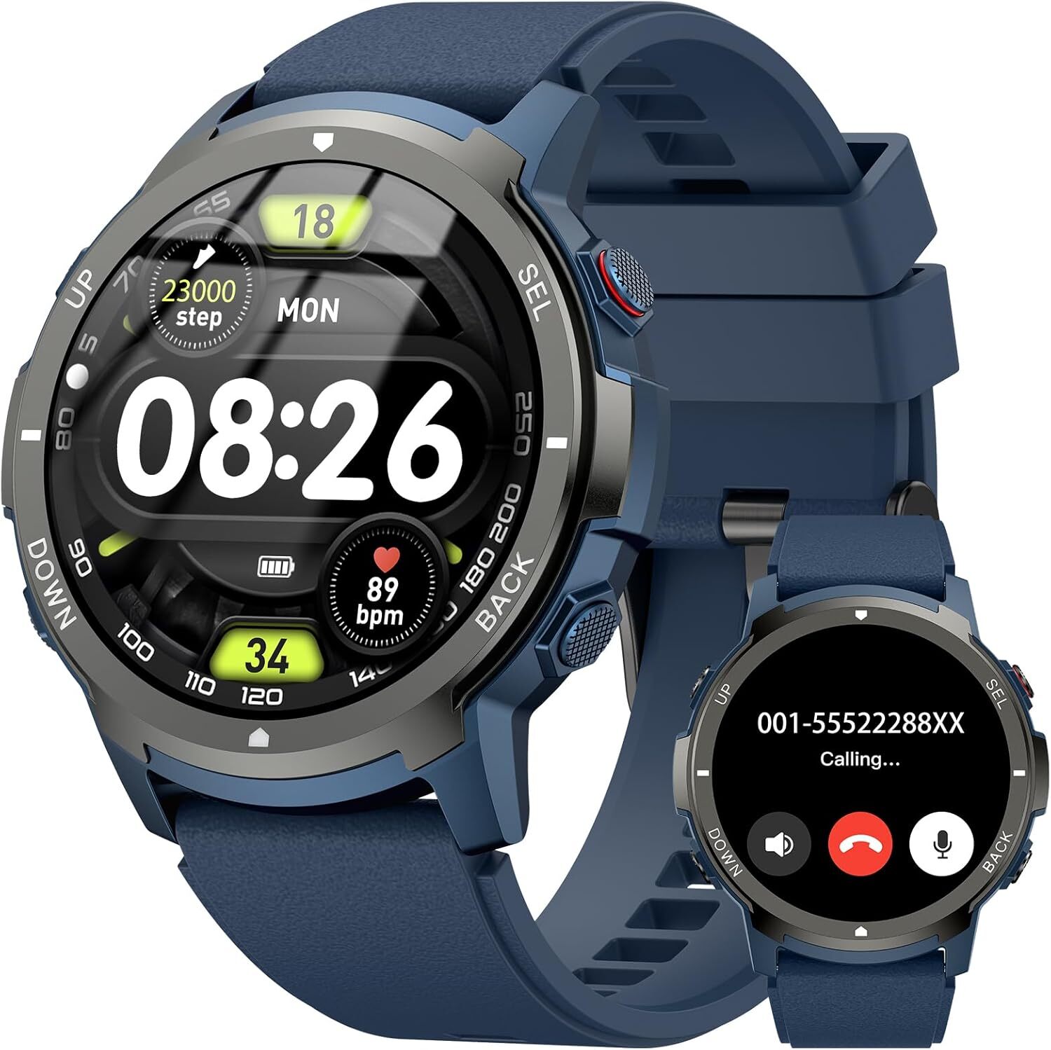 PYRODUM Herren-Smartwatch mit Telefonfunktion, 1,43-Zoll-Militär-Smartwatch mit 24/7 Herzfrequenz / Schlafmonitor / SpO2 / Schrittzähler, 120+ Sportmodi