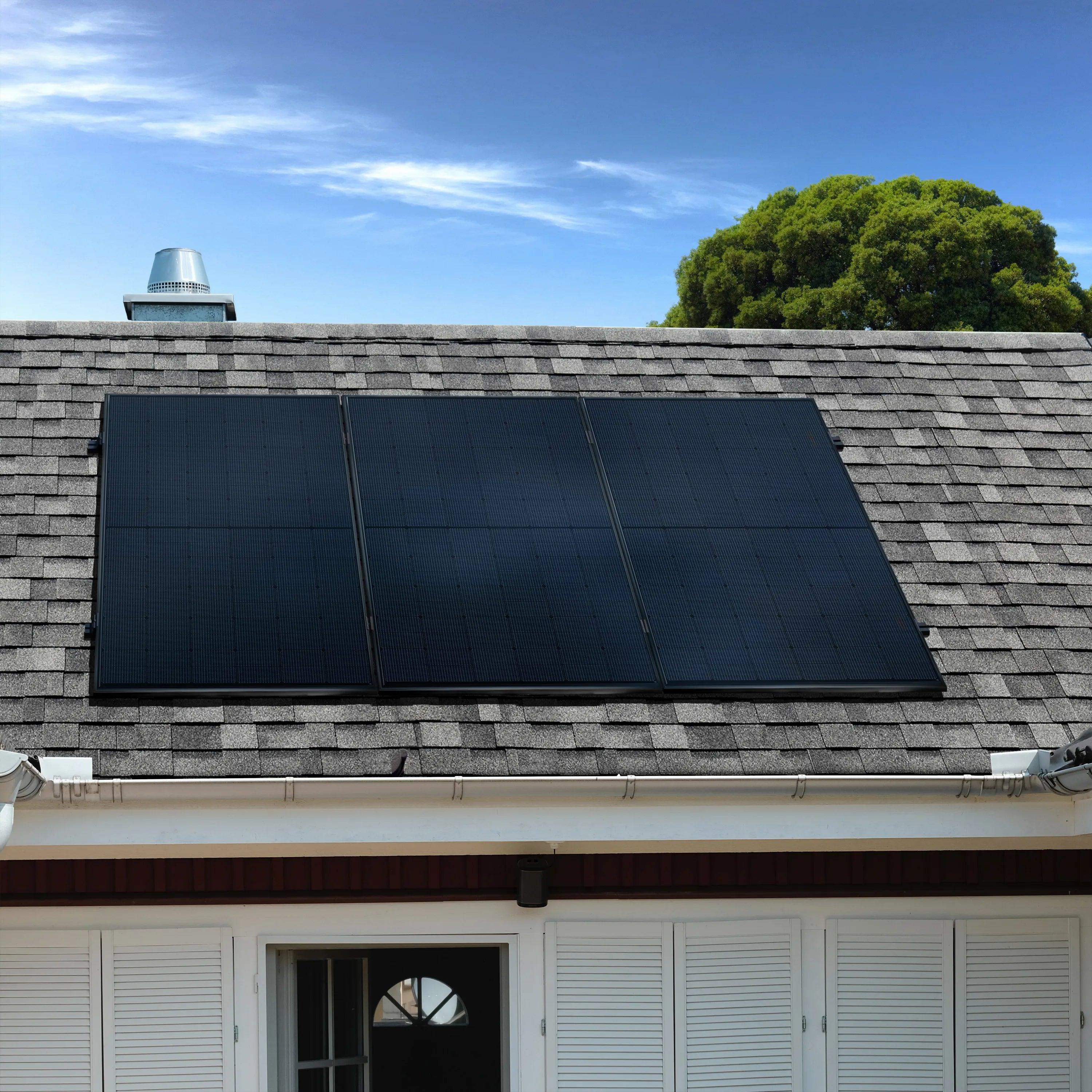 1350 Watt, Bitumendach, Bifazial Komplettset, Balkonkraftwerk, Germany 20m Anschlusskabel, Verbundmontage vertikal, Hoymiles HiBattery 1920 AC Image