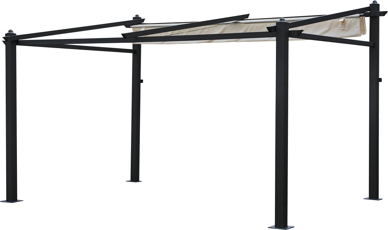 HAPPY GARDEN Wandpergola 3 × 4m FRÉJUS beige - Aluminiumstruktur GAZ12C