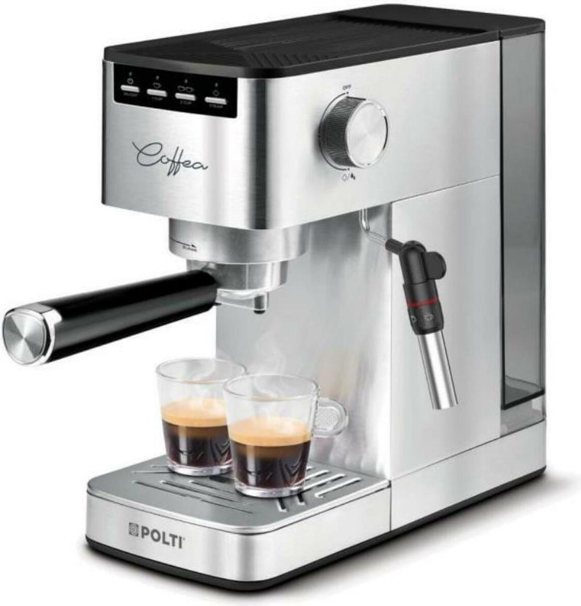 Polity P10S, Espresso kávovar, 1,3 L, kávový sáčok, Mletá káva, Strieborná