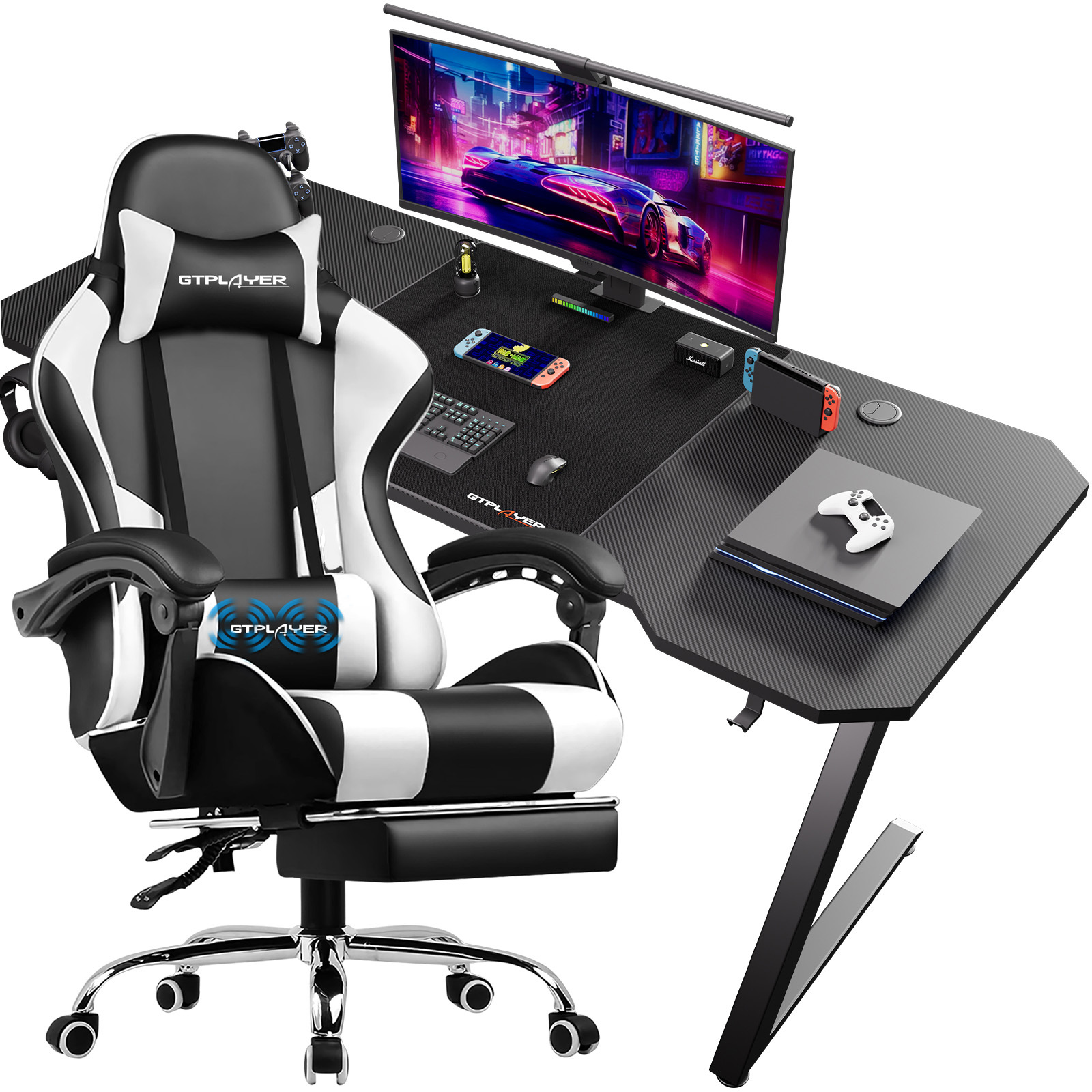 GTPLAYER GTPALYER Gamingtisch Gaming Tisch + Gaming Stuhl- Set, Computertisch Stuhl Set für Gaming nur Gaming Tisch und Gaming Stuhl