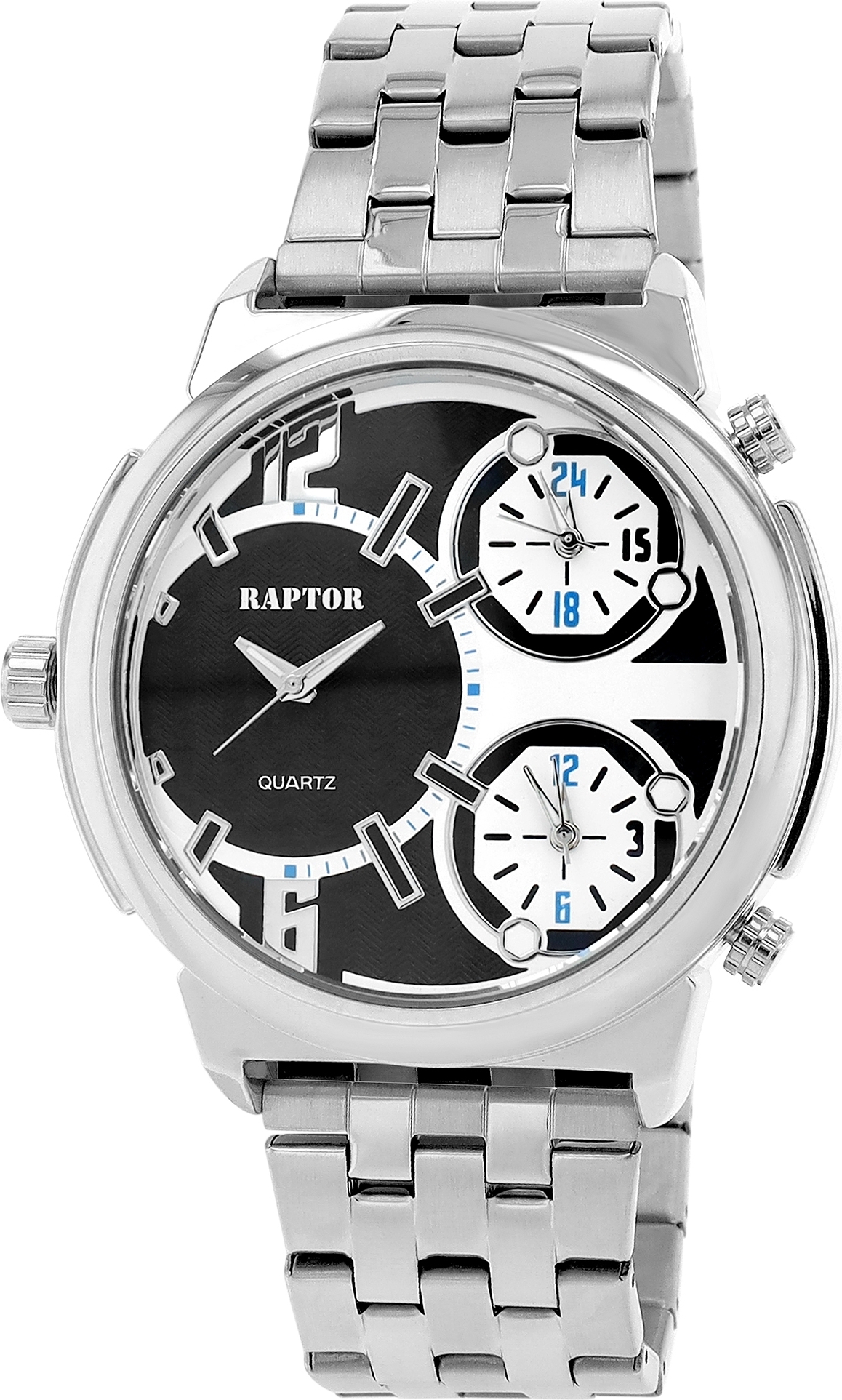 Raptor Herrenuhr "Lucius" mit Edelstahlband, 3-Zeitzonen