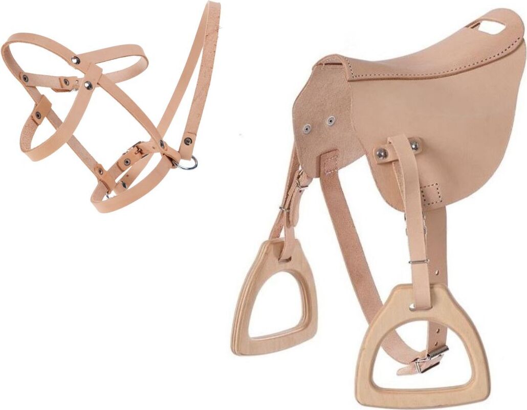 Jamso Design - Jolly-Set: Halfter + Sattel aus Leder mit Steigbügel, Sattelzeug, Holzpferd, Schaukelpferd Zubehör, Zaumzeug maßgeschneidert für Jolly 20307